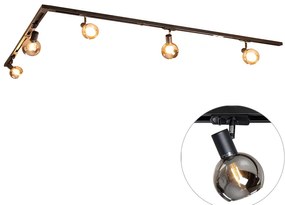 Sistema di illuminazione a binario moderno con 5 faretti neri monofase - Iconic Lava