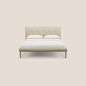 Midori letto imbottito trapuntato in ecopelle con piedini alti T04