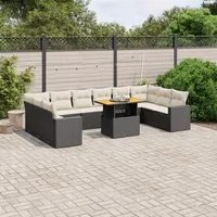 Set Divani da Giardino 11 pz con Cuscini in Polyrattan Nero 3271483