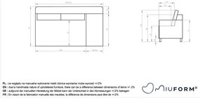 Chaise longue beige (con penisola a destra) con rivestimento in velluto a coste Chic Charlotte – Miuform