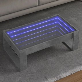 Tavolino Da Salotto Con Led Infinity Grigio Cemento 90x53x30 Cm /