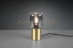 Nico lampada da tavolo vetro fume' base ottone satinato h. 24cm 1 l...