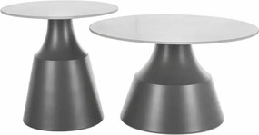 Set di 2 Tavolini da caffè Itaka in bianco/grigio - ø50/ø70