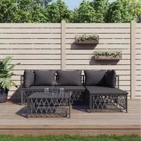 Set Salotto da Giardino 5 pz con Cuscini in Acciaio Antracite 3186863