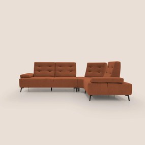 Lugano Divano angolare con schienali traslanti in microfibra effetto velluto T09 ruggine