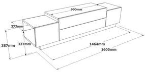 Mobile Porta TV Da Terra 160x37x38 Bianco E Rovere Con Vani Floyd