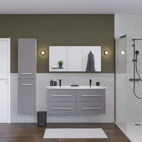 Mobile sottolavabo e lavabo Perla per doppia vasca grigio opaco L 121 x H 53.7 x P 47.5 cm 4 cassetti