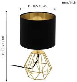 Eglo 95788- Lampada da tavolo CARLTON 2 1xE14/60W/230V