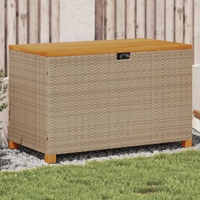 Contenitore Giardino Beige 110x55x63cm Polyrattan Legno Acacia /