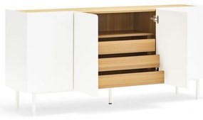 Cassettiera bassa in rovere decorata in bianco e naturale 165x78 cm Arista - Teulat