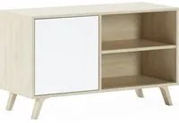 Mobile TV 95x40x57cm soggiorno salotto con porta sinistra colore Rovere e porta colore Bianco modello Wind