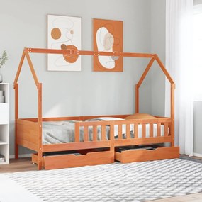 Giroletto Bambini Con Cassetti 80x200 Cm Legno Massello Di Pino /