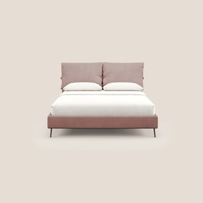 Artemisia letto imbottito con piedini alti sfoderabile in tessuto smacchiabile T17 rosa