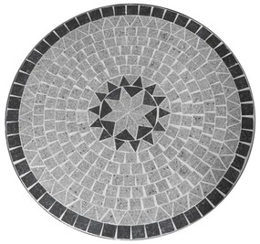 Set Tavolo Mosaico 80 Cm Completo Di 2 Sedie Pieghevoli In Acciaio E Ceramica