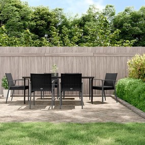 Set pranzo da giardino 7 pz con cuscini in polyrattan e acciaio