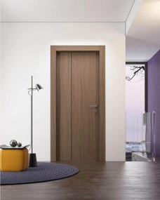 Porta interna pieghevole a libro asimmetrica Bilbao in legno colore noce biondo, L 60 x H 210 cm, apertura a sinistra