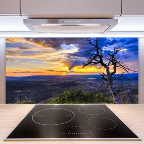 Pannello paraschizzi cucina Albero al tramonto 100x50 cm
