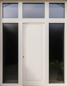 Portoncino d'ingresso in alluminio Bugnale 62 L 80 x H 210 cm bianco/noce apertura a destra