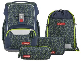 Zaino scuola Step by Step BASIS, Green Geometric - set 4 pezzi