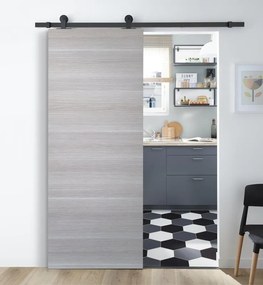 Porta scorrevole reversibile Corn in mdf grigio, L 92.5 x H 211.5 cm, con binario Industrial