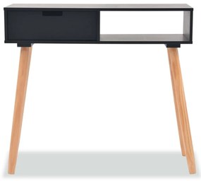 Tavolo consolle in legno di pino massello 80x30x72 cm nero