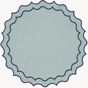 Tovaglietta rotonda con bordo ricamato Navy
