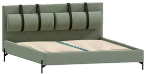 Letto matrimoniale imbottito verde con griglia 160x200 cm Tulsa - Ropez