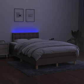 Letto a molle con materasso e led tortora 120x190 cm in tessuto