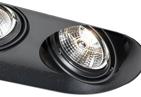 Set di 6 faretti da incasso arrotondati neri GU10 70mm 2-luci - Hubs