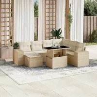 Set Divano da Giardino 8 pz con Cuscini Beige in Polyrattan 3269328