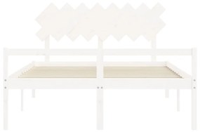 Letto per Anziani con Testiera Bianco 160x200 cm Legno Massello