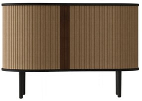 Cassettiera bassa marrone in rovere con ante scorrevoli 100x67 cm Audacious - UMAGE