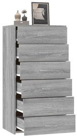 Credenza 6 cassetti grigio sonoma 50x34x96 cm legno multistrato