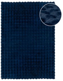 Tappeto in pelliccia sintetica blu scuro 80x150 cm Waffle Faux Fur - Flair Rugs