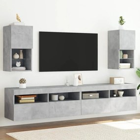 Mobili TV con Luci LED 2pz Grigio Cemento 30,5x30x60 cm