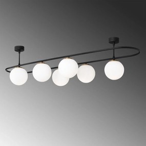Opviq Plafoniera Abaküs 4911, nero, vetro opalino, 6 luci