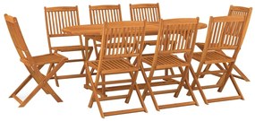 Set da pranzo da giardino 9 pz in legno massello di acacia