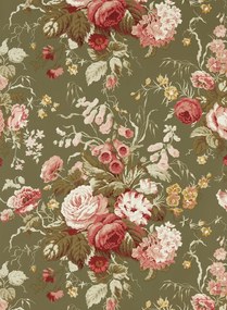 Sanderson Tapete Stapleton Park - Olive/ Bengal Red