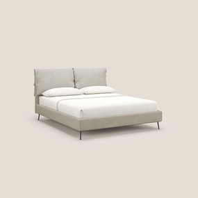 Artemisia letto imbottito con piedini alti sfoderabile in tessuto smacchiabile T17 panna