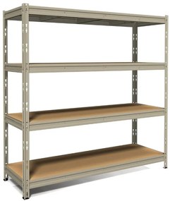 Scaffale in kit 4 ripiani L 150 x P 60 x H 180 cm grigio, portata per ripiano 300 kg