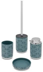 Portascopino da terra in ceramica turchese cobalto con setole nere Circus