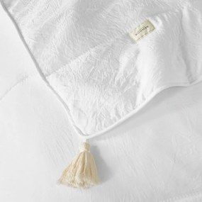 Copriletto bianco Noemi con nappe 240 x 260 cm