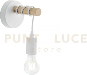 Applique a parete arizona legno naturale e metallo bianco 1 luce at...