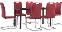 Set Sala da Pranzo 7 pz in Similpelle Rosso 3053035