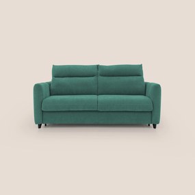 Peonia divano letto scandinavo con materasso H18 cm e morbido e alto schienale in tessuto Bouclé impermeabile T07 verde