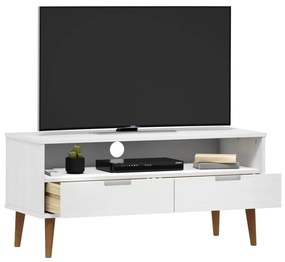 Mobile tv molde bianca 106x40x49 cm in legno massello di pino