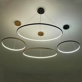 Lampada a sospensione di colore oro, altezza 92 cm Ring - Tomasucci
