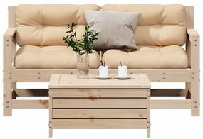 Set divani da giardino 3 pz con cuscini legno massello di pino