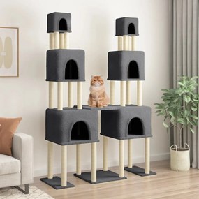 Albero per gatti con tiragraffi in sisal grigio scuro 199 cm