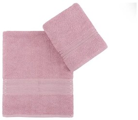 Asciugamani e teli da bagno in cotone rosa in set di 2 pezzi Dora - Foutastic